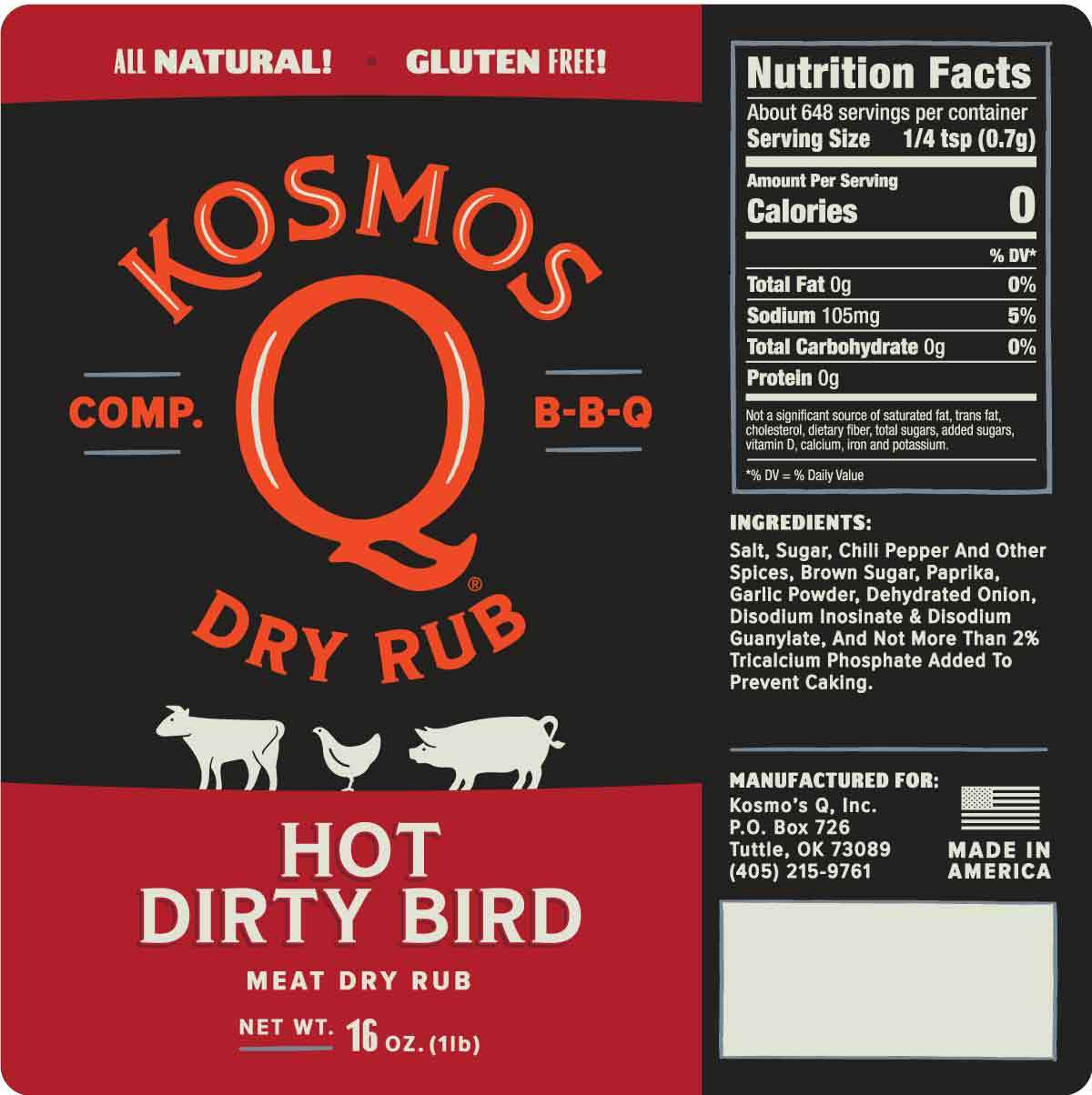 KOSMOS Q BBQ RUB - HOT DIRTY BIRD - Humphreys Smokers 