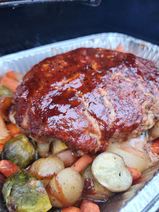 Easy Smoked Meatloaf and Veggies - a healthy BBQ meal for your family!