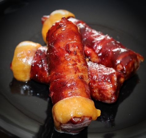 Smoked Shot Gun Shells (Bacon wrapped stuffed manicotti shells)