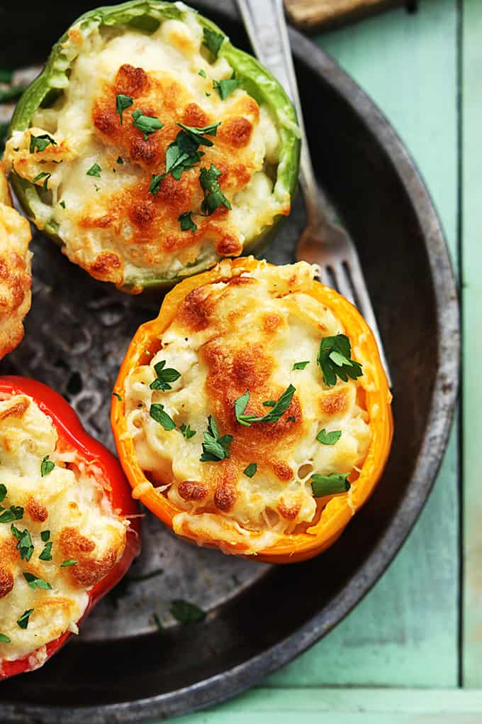 Smoked Gouda Mac N' Cheese Stuffed Peppers