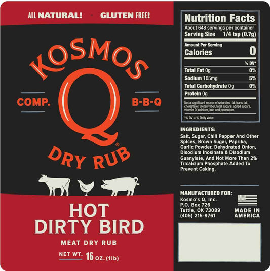 KOSMOS Q BBQ RUB - HOT DIRTY BIRD - Humphreys Smokers